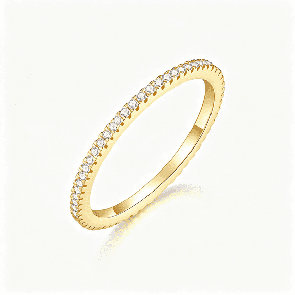 DESIGNICE 14K Gold Plated- Cubic Zirconia Simulated Diamond Stackable Eternity Bands/Silver,Gold Rings for Women- 1.5Mm,2Mm Stacking Rings for Gen 4 Gen 3,Size 4-12
