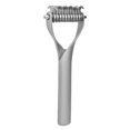 thumbnail image 4 of Pet Grooming Tool 2 Sided Undercoat Rake Puppy Cat Hair Comb Brush Removing Open KnotsGlacial Silver Small, 4 of 9