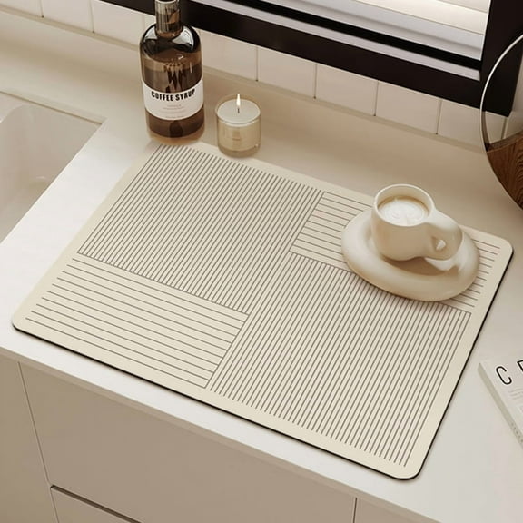 Dish Drying Mat for Kitchen Counter, Absorbent Non-slip Coffee Mat, Easy to Clean Dish Rack Pad, Coffee Bar and Under Sink Decoration
