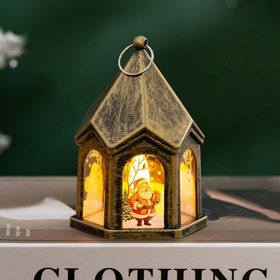 YOHAVEN Christmas Portable LED Lantern Holiday Night Light Xmas Hanging Lamp Festive Tabletop Decorations Decorative Lighting for Home Office Fireplace Party Window Tree Decor