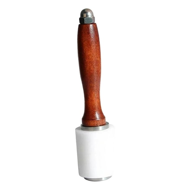Leathercraft Martillo para Tallado de Cuero Herramienta de Nylon Mango de Madera Ergonómico Práctico Portátil Adecuado para Uso Profesional Y Artesaní Cabeza recta