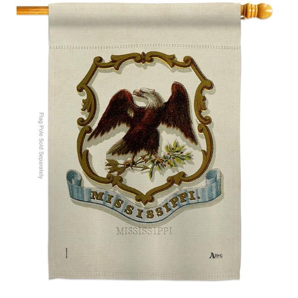 Americana Home & Garden H141231-BO 28 x 40 in. Coat of Arms Mississippi House Flag with Americana States Double-Sided Decorative Vertical Banner Garden Yard Gift