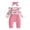 Pink, variant on Newborn Baby Girl Clothes Long Sleeve Ruffle Romper + Fox Print Overall Skirt + Headband Infant Fall Winter Outfits(Brown)