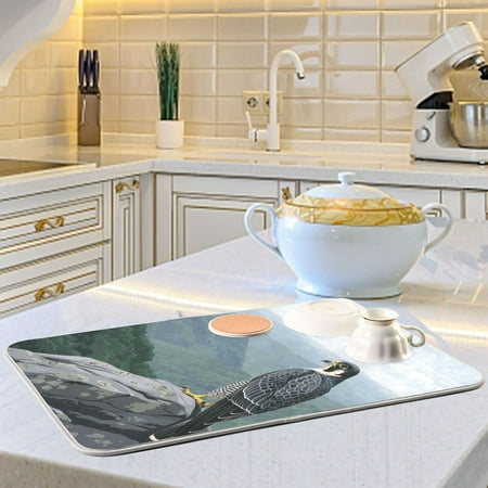 

Peregrine Falcon Graphic Design Dish Drying Mats for Kitchen Counter Absorbent Microfiber Coffee Pad