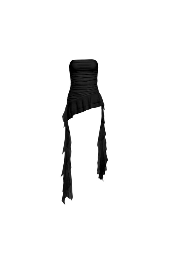 Solid Color Tube Top With Asymmetric And Ruffle Splicing Design Fashion Casual Stretch Camisole Tube Bras for Women