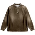 thumbnail image 5 of Kureaily Autumn Winter Long Sleeve Shirt For Slim Fit Casual Pintuck Washed Crewneck Top For Everyday Wear Men’s Short Sleeve Shirt, 5 of 5