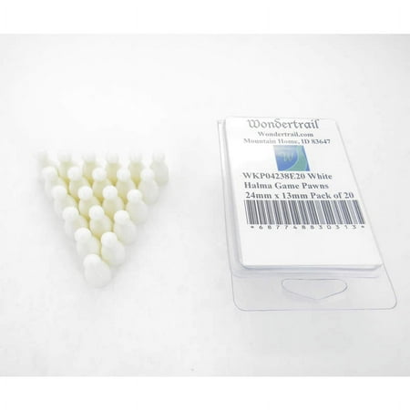 White Halma Game Pawns 24mm x 13mm (15/16in x 1/2in) Pack of 20 Wondertrail