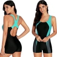 thumbnail image 4 of Traje de baño de una pieza con espalda cruzada para mujer, traje de baño atlético de cobertura completa, traje de baño para regazo, azul, 4 of 7