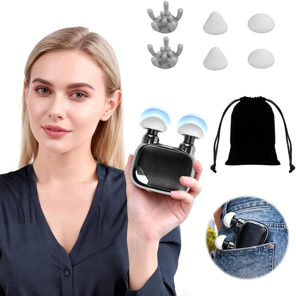 Pocket Force Mini Travel Massage Gun, Dual-Head High-Power Deep Tissue Body Massagers, Brushless Quiet Motor,10mm Amplitude, Portable Pocket Massager with Bag for Men Women Mom Dad Family