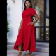 thumbnail image 5 of Vestido Elegante Informal de Corta para Mujer, Estilo Oficina, Fiesta, Corte A Rojo XL, 5 of 10