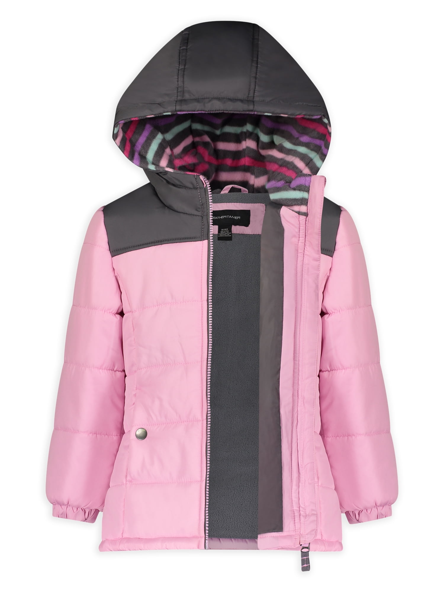 Weathertamer Girls Colorblock Hooded Winter Puffer Coat, Sizes 4-16 -  Walmart.com