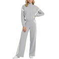 thumbnail image 3 of sususu Workout Sets for Women,Fashion Clothing Stylish Women's Two Piece Tracksuit Set Comfortable Zip Up Jacket And Wide Leg Jogger Pants With Contrast Stripes Design For Everyday Wear - Grey, 3 of 8