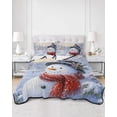 thumbnail image 2 of Quilt King Size Bedding Set, White Snowman Christmas Reversible Summer Quilt 3 Pieces, Xmas Snowflake Winter Branches Lightweight Bedspreads Coverlets with 2 Pillow Shams for All Seasons, 2 of 5