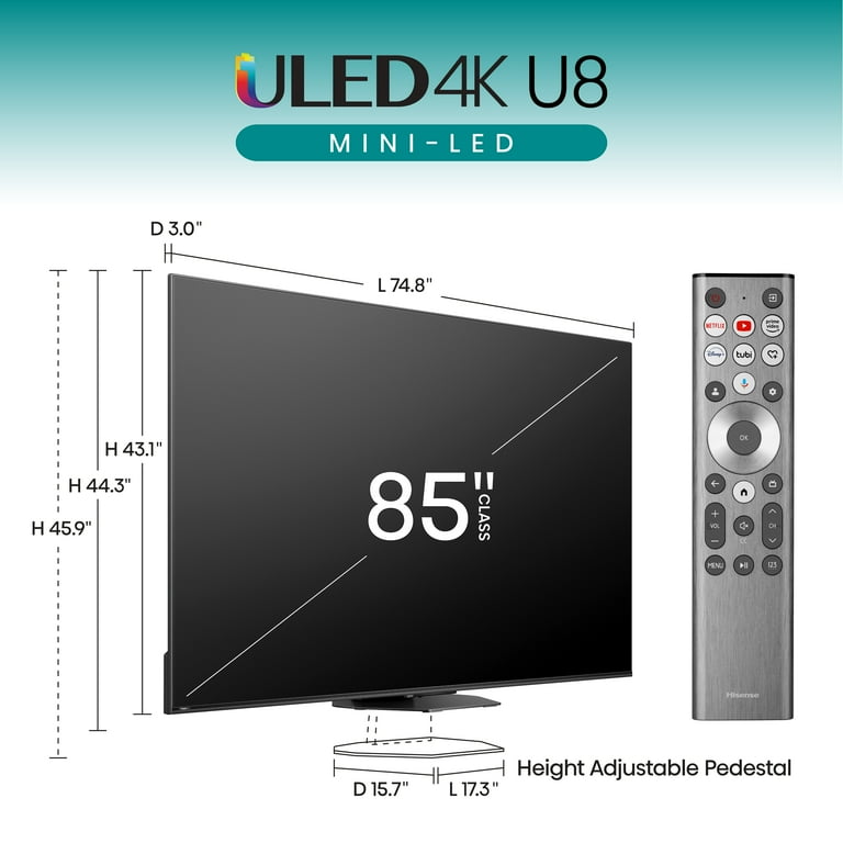 Hisense 85-Inch Class U8 Series Mini-LED Pro+ ULED 4K UHD Google