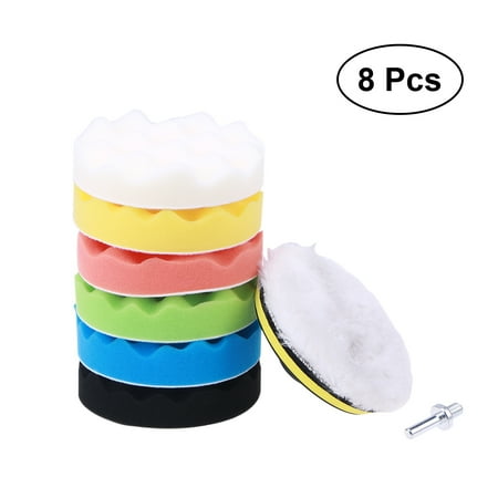 FRCOLOR 8 PCS 7 inch Buffing Sponge Polishing Pad Self-Adhesive Disc Wool Disc Polishing Wax Sanding Pad Kit for Car