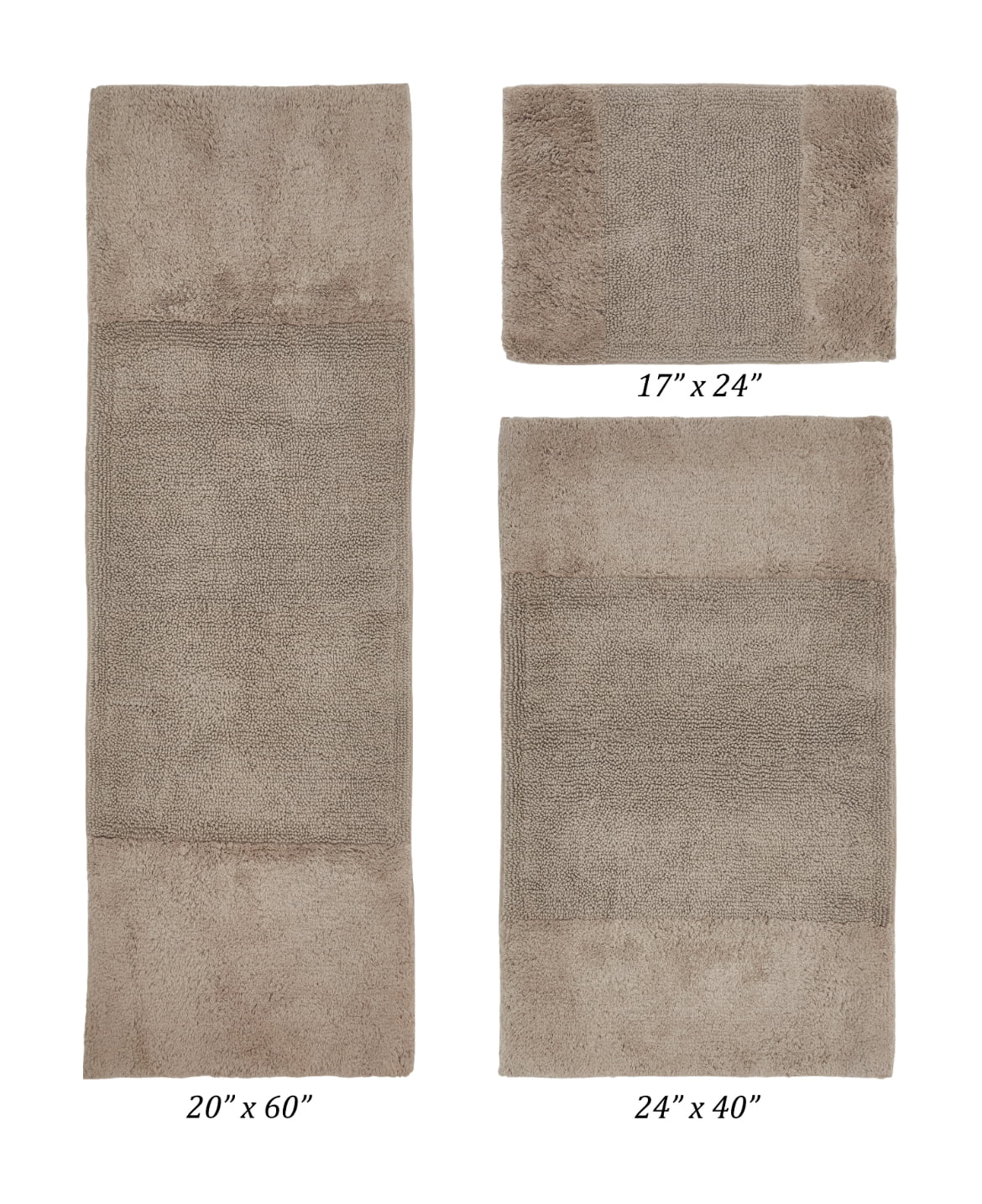 Better Trends 3 Piece Bathroom Rug Set, 100% Cotton, Extra Soft Tufted Bath Mat, Water Absorbent & Non Slip Bath Rug, (Beige) Granada Collection