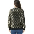 thumbnail image 4 of Womens Long Sleeve Sequin Front Zip Jacket Long Sleeve Ribbed Cuffs Outerwear Tops, 4 of 5