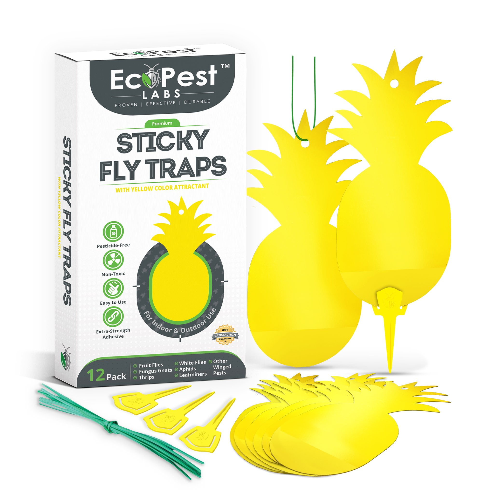 Fruit Fly Trap for Indoors, 2023 Upgrade Fruit Fly Killer Gnat Traps for  House Indoor with Yellow Sticky Pads, Non-Toxic Reusable Fly Catcher Gnats