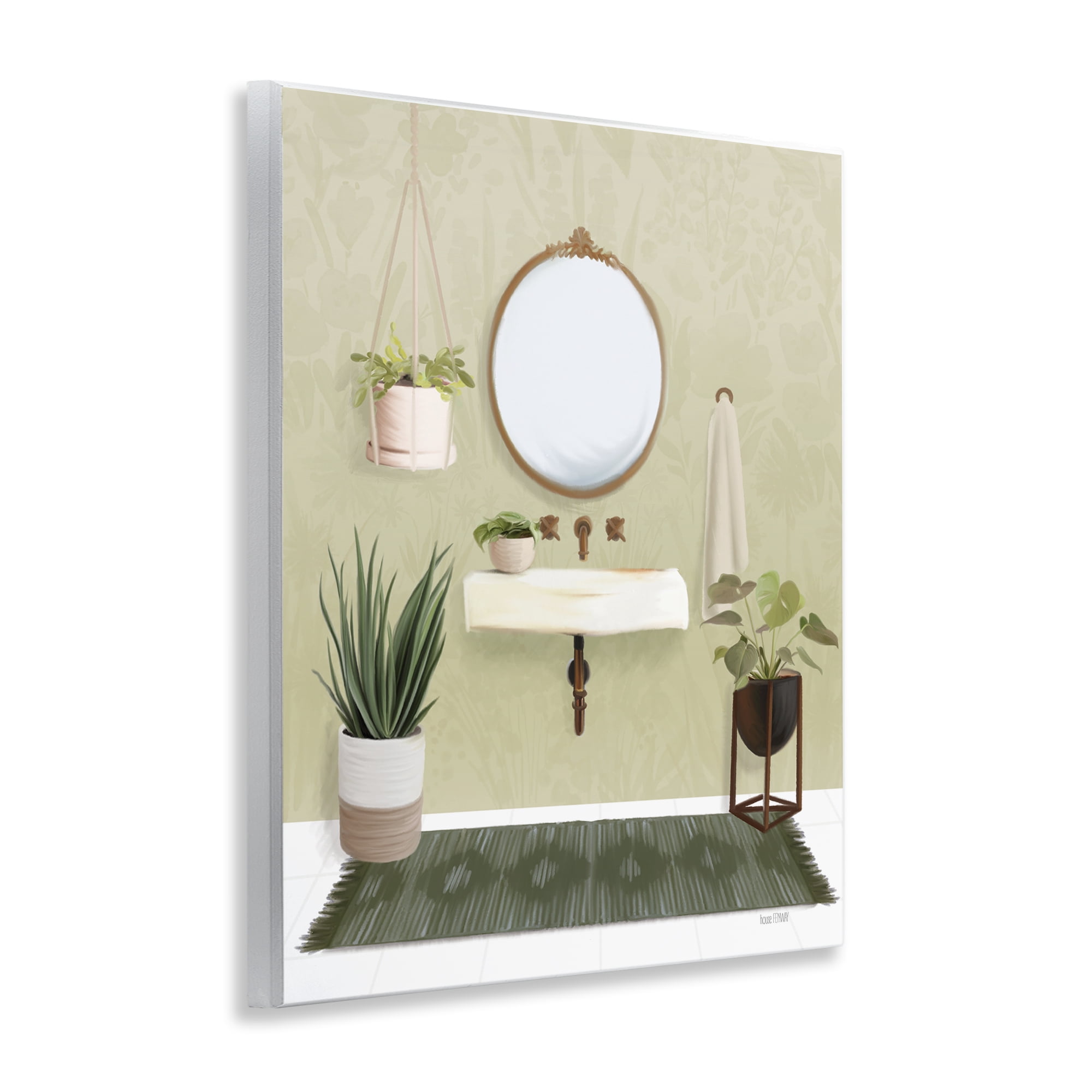 Stupell Industries Soothing Bathroom with Plants Bath & Laundry Painting Unframed Art Print Wall Art, 11 x 14