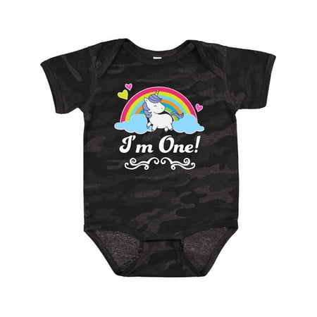 

Inktastic First Birthday Rainbow with Unicorn Gift Baby Girl Bodysuit