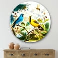 thumbnail image 2 of Designart 'Yellow and Blue Bird In The Wild' Traditional Circle Metal Wall Art 36x36 - Disc of 36, 2 of 5
