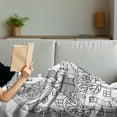 thumbnail image 3 of Sketchy Soft Flannel Fleece Throw Blanket, Cartoon Design House Village with Stripes Hand Drawn Images Artwork Print, Cozy Plush for Indoor and Outdoor Use, 50" x 70", Black and White, by Ambesonne, 3 of 5