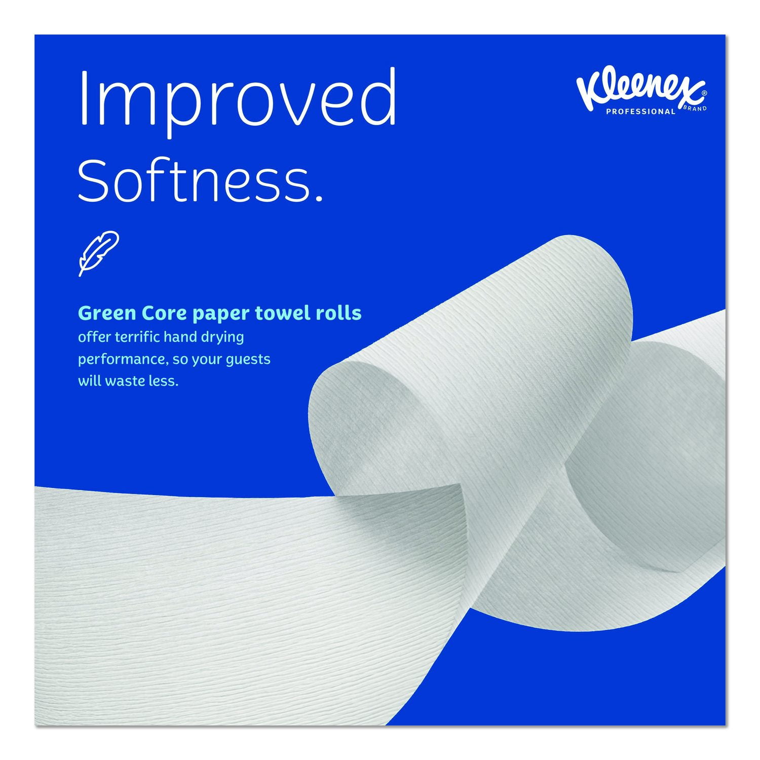 Kleenex® Hard Roll Paper Towels with Premium Absorbency Pockets with Colored Core, Green Core, 1-Ply, 7.5" x 700 ft, White, 6 Rolls/CT