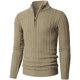 thumbnail image 1 of Suéter tipo polo de manga larga con cremallera de punto y corte ajustado informal para primavera, otoño e invierno para hombre, 1 of 6