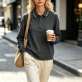 thumbnail image 2 of Women's Polo Shirts Long Sleeve Golf Shirt Lightweight Tennis Shirts office Loose Tunic Blouses Work Shirts Spring Fall Shirt Dark Gray, 2 of 7