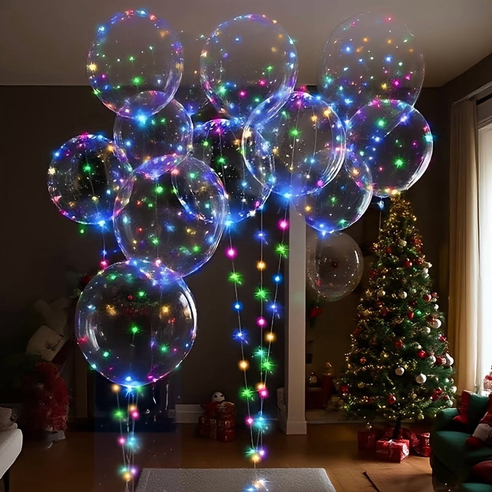 LED String Lights with 20 Bobo Balloons, 20in Transparent Balloons for Birthday Wedding Christmas Party Decor, Battery Powered