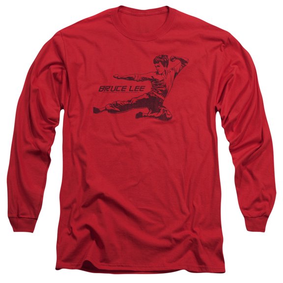Bruce Lee Line Kick Long Sleeve T-Shirt Adult 18/1 Red