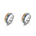 thumbnail image 3 of Jumpingount Anillo de arcoíris de acero Compromiso de bodas Anillos chapados en lesbianas gays Joyería de moda Novias Novios Type5 NO5, 3 of 6