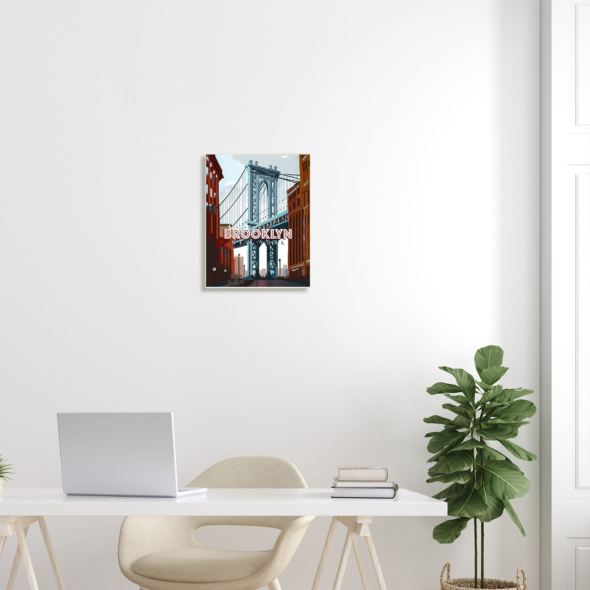 Stupell Industries Layered Brooklyn Bridge Architecture Urban Scenery Travel Graphic Art Unframed Art Print Wall Art, Design by David Owens Illustration