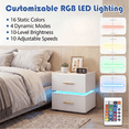 thumbnail image 6 of Giantex LED Nightstand w/Charging Station, Modern Bedside Table for Home, White, 6 of 8