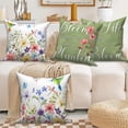 thumbnail image 5 of Spring Floral Green Pillow Cover 16x16 Set of 4,Hummingbird and Butterfly Pillow Cases Couch Cushion for Bedroom Decor, 5 of 6