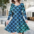 thumbnail image 2 of MIASHUI Robe Sirène Filles Enfants Manches Longues Robes de Vacances Étincelantes, Bleu Ciel, 4-5 Ans, 2 of 5