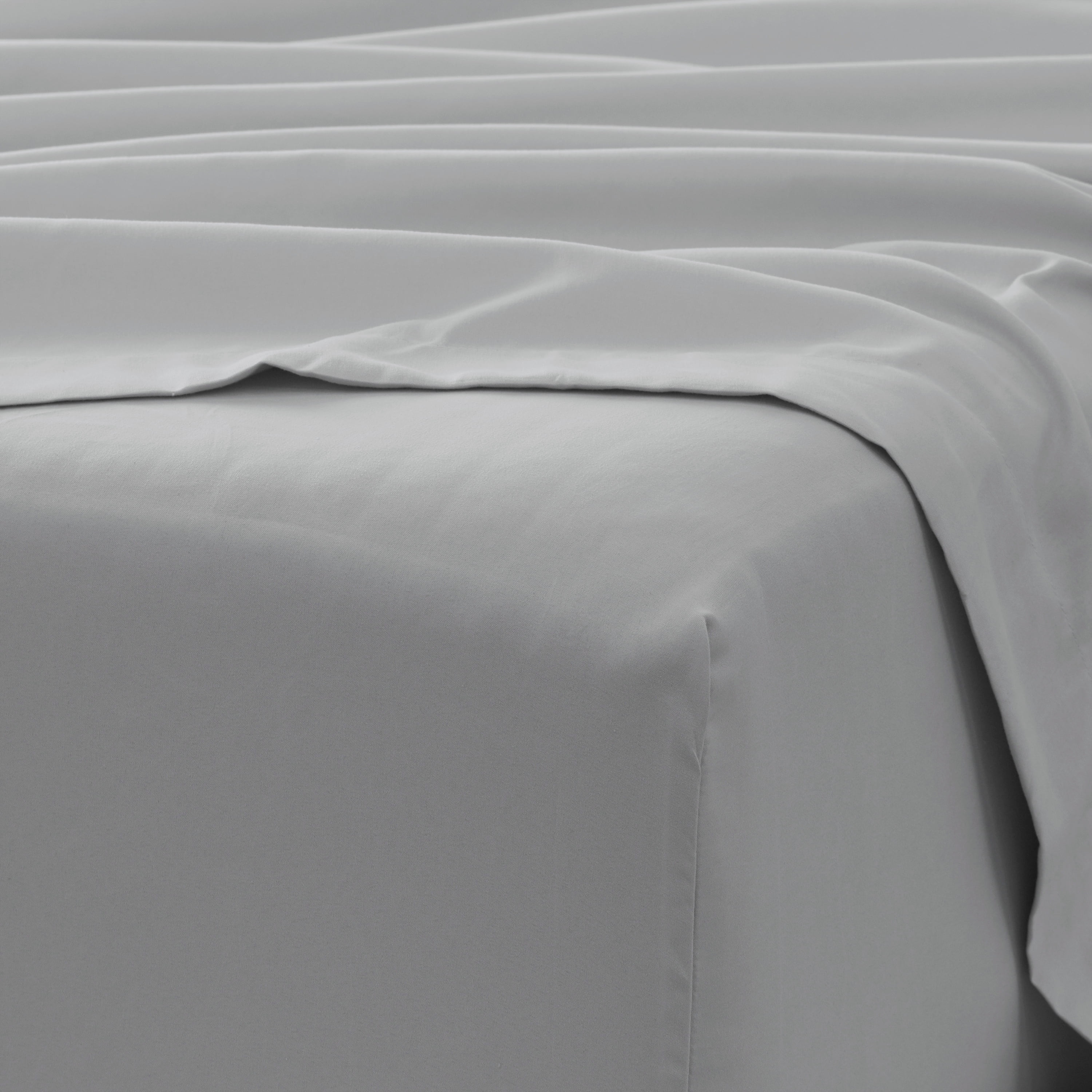 Noble Linens 4 Piece Solid Microfiber Bed Sheet Set, Light Gray, King