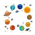 thumbnail image 1 of Pegatinas removibles de planetas de dibujos animados lindos de pared calcomanías impermeables para dormitorio de niños, 1 of 5