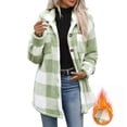 thumbnail image 2 of Casual Fuzzy Plaid Jackets for Women Lapel Collared Button Front Long Sleeve Oversized Loose Fit Outerwear, 2 of 9