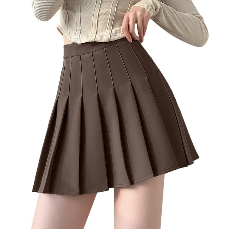 Khaki pleated skirt womens hotsell