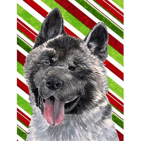 Akita Candy Cane Holiday Christmas Flag Garden Size
