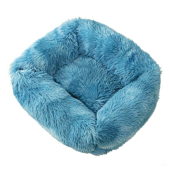 Hgallory Soft Dog Cat Bed for Fall Winter, Plush Fluffy Pet Bed Kennel, Comfortable Warm Cushion Sleeping Pad for Small Cats Dogs, Solid Color, Modern Decor, Rectangle, 1 Pack, S 22"x18"x8", Blue