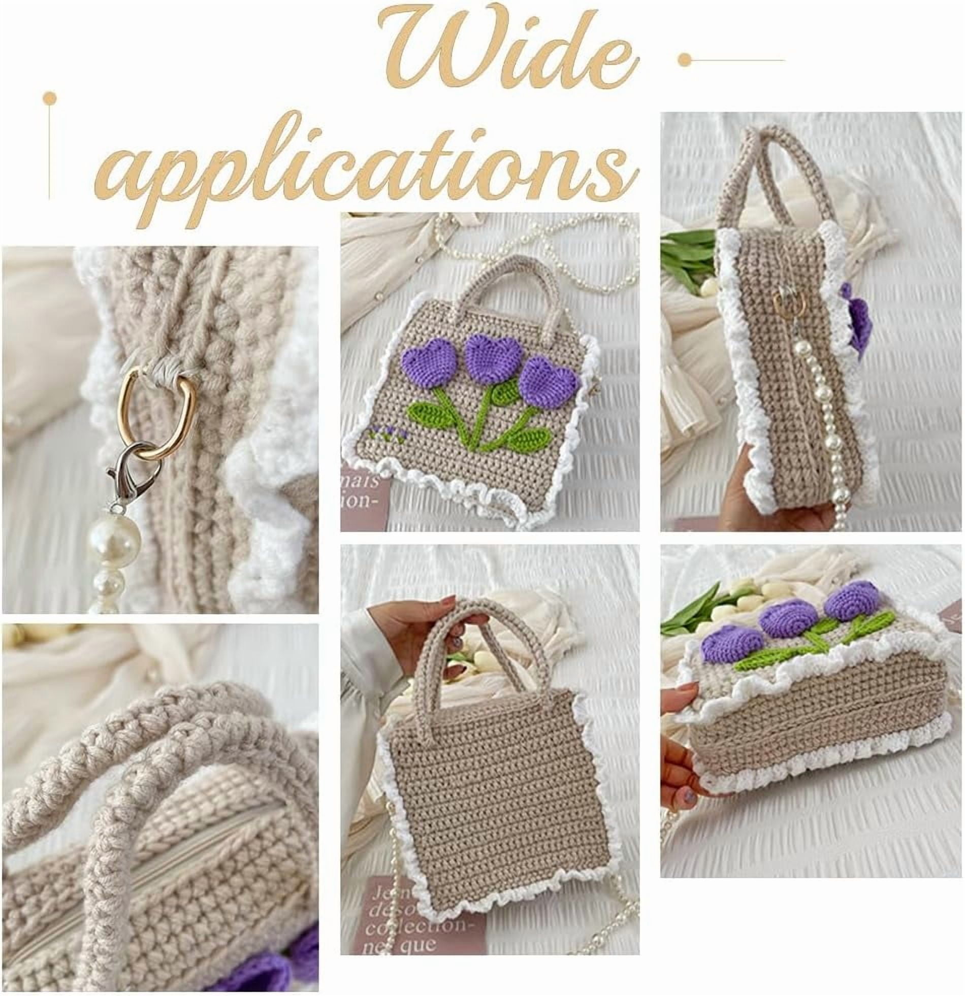 DIY Knitting Rectangle Bags Set Including Plastic Mesh Board Cotton Threads Plastic Pins Imitation Pearl Beads and Findings Mixed Color 406x303x1.5mm