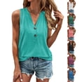 thumbnail image 3 of WTXUE Tank Tops Sleeveless, Scoop Neck Women's V-Neck Button Down Top Casual Vest Solid Casual Tops for Women Red S, 3 of 4