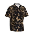 thumbnail image 2 of Daiia Modern Golden Butterfly Hawaiian Shirt for Men Gentle Cotton Regular Short Sleeve Casual-XX-Large, 2 of 9