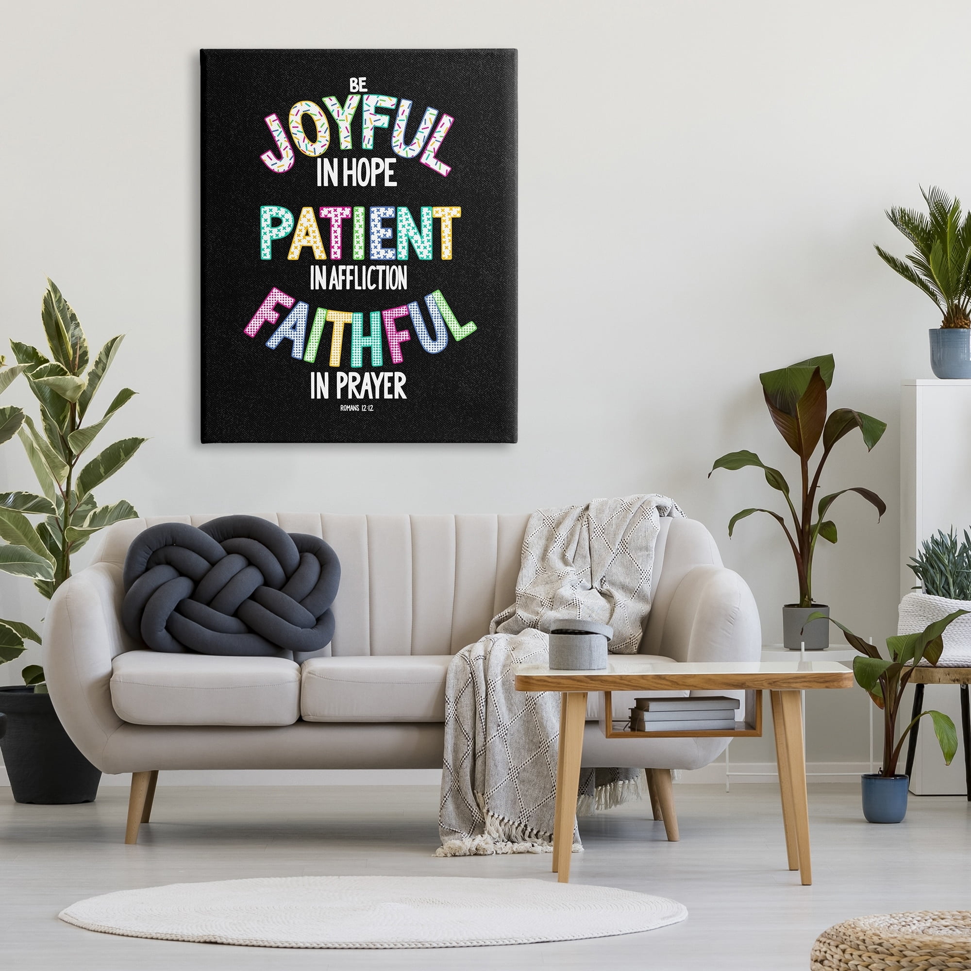 Stupell Industries Joyful Hope Patient Affliction Faithful Prayer Romans 12:12, 36 x 48, Design by Raye Allison Creations