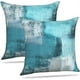 thumbnail image 1 of Set of 2 Turquoise and Grey Throw Pillow Covers Abstract Art Artwork Accent Cushion Cover 18 x 18 Inches, 1 of 5