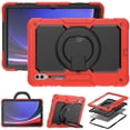 thumbnail image 2 of Case for Samsung Galaxy Tab S10 Ultra 2024/ S9 Ultra/ S8 Ultra 14.6 inch, 360 Rotating Stand Handle Pencil Holder Shoulder Strap Heavy Duty Shockproof Cover, Red, 2 of 7