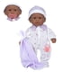 thumbnail image 1 of JC Toys La Baby Boutique African American 11 inch Small Soft Body Baby Doll dressed in Purple for Children 12 Months and older, 1 of 5