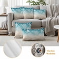 thumbnail image 6 of Teal Ombre Coastal Outdoor Waterproof Pillow Covers, Sea Nautical Summer Beach Starfish Coral Decorative Square Throw Pillowcase Sofa Cushion Sham for Patio/Couch/Chair, 18"x18" 2 Pack, 6 of 8